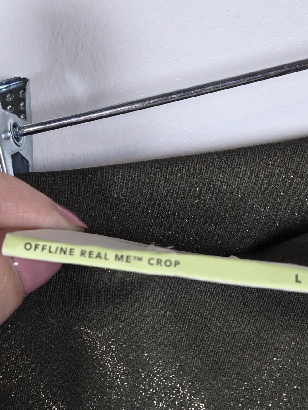 NEW Aerie Offline Real Me Crop Leggings Size Large Liquid Shine Metallic Green - Picture 6 of 12